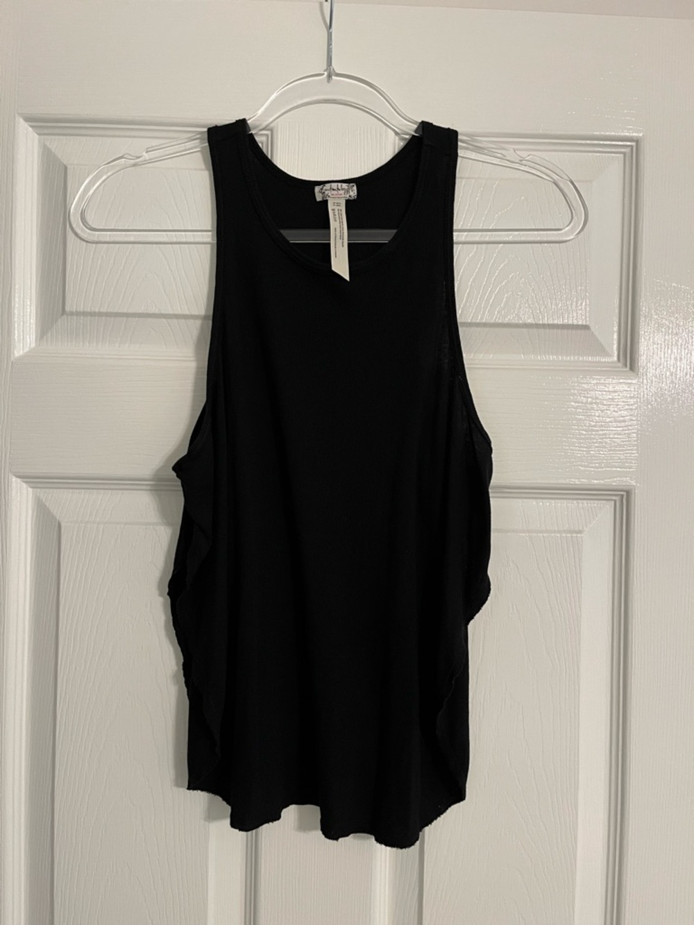 Free People Black Ribbed Muscle Tank